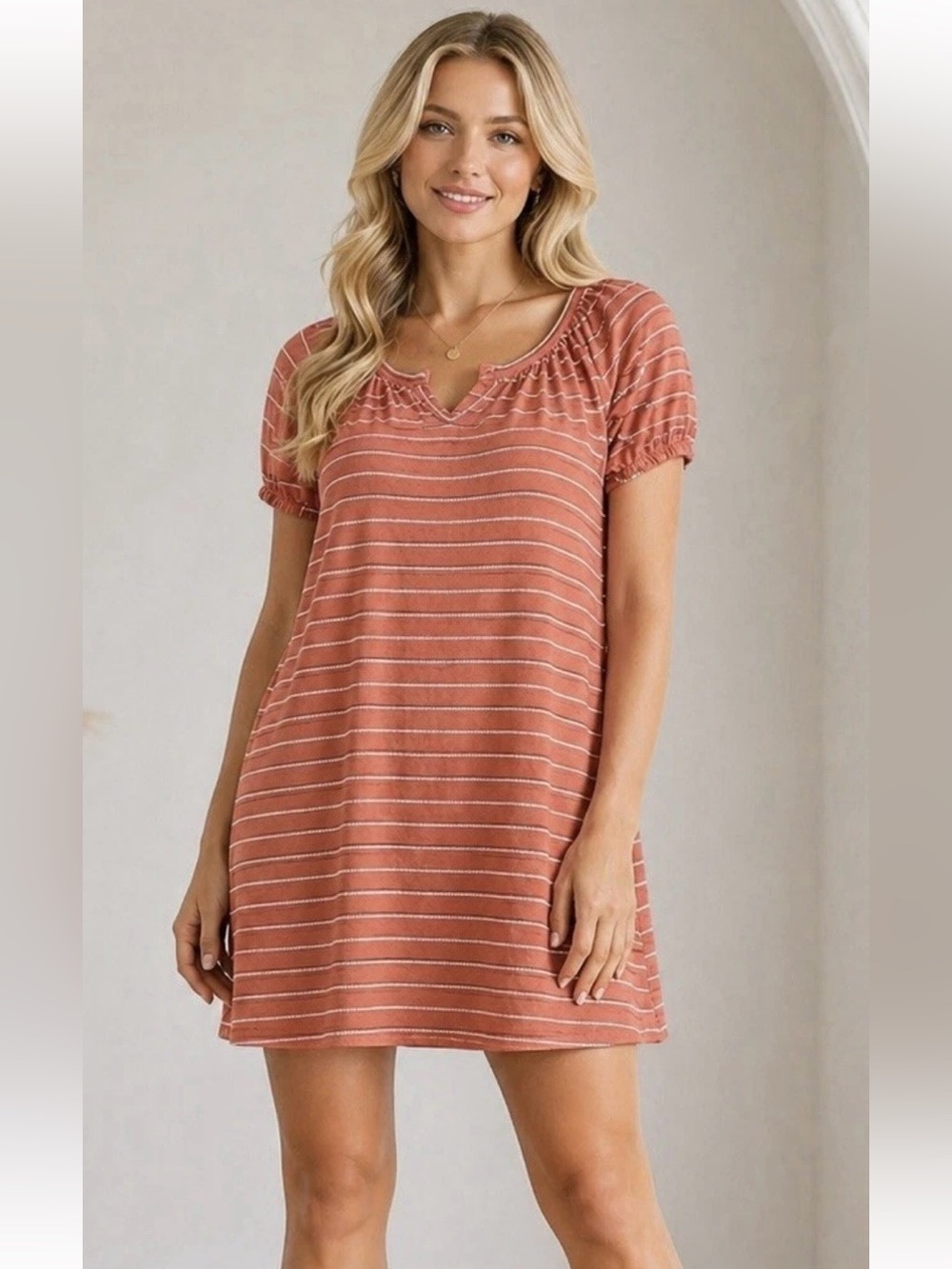 Loft Puffed Short Sleeve Cotton Dress - NWT - Medium